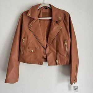 BlankNYC faux leather jacket with gold hardware